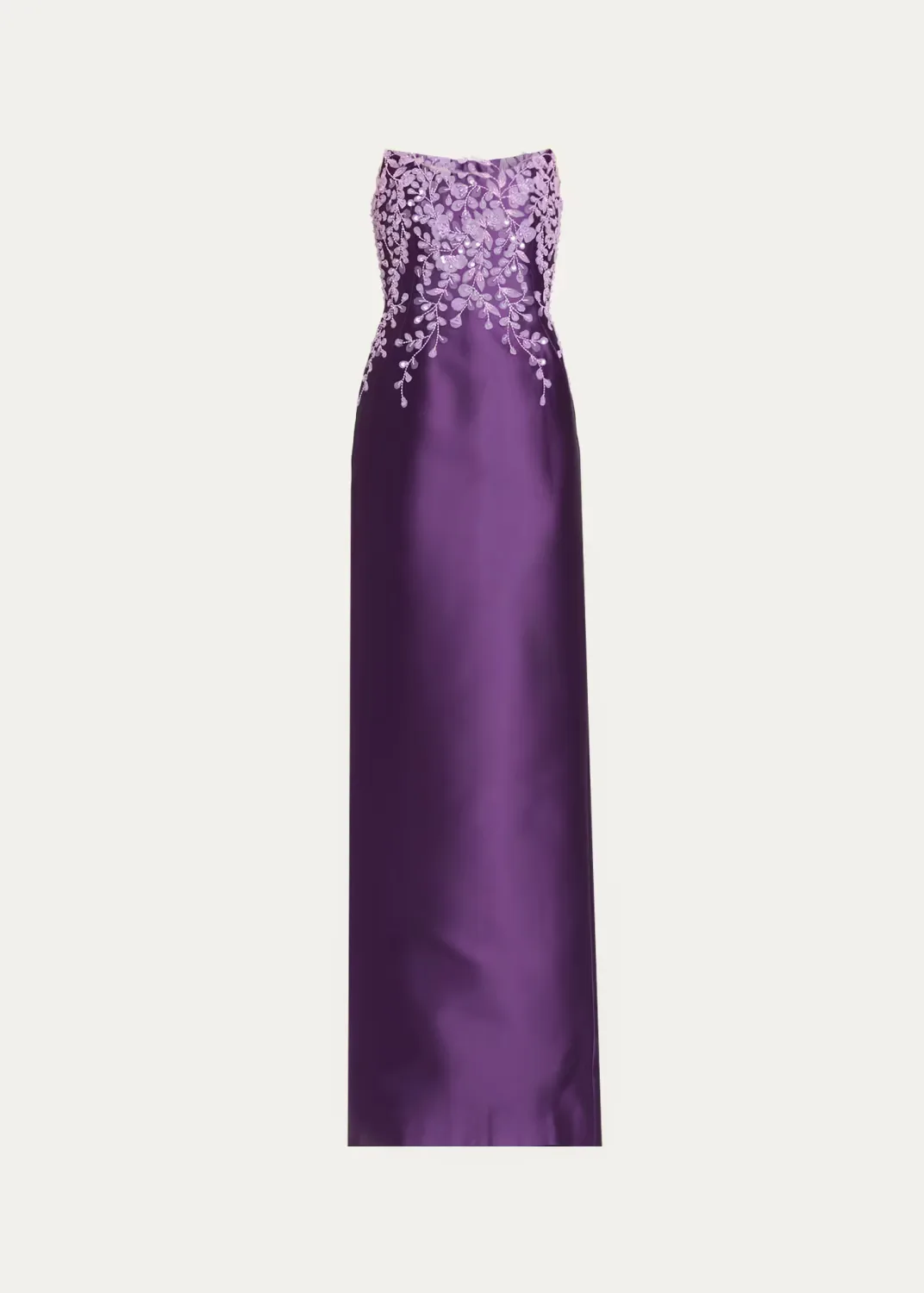 Beaded Strapless Silk Column Gown