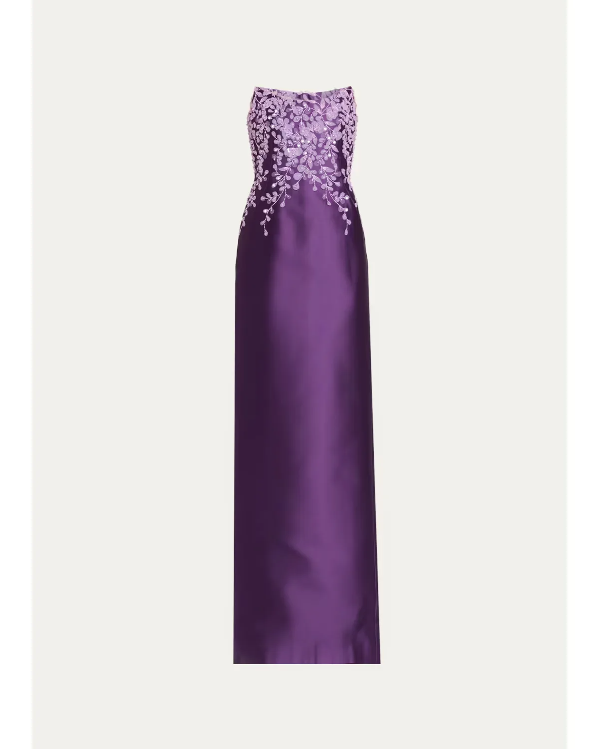 Beaded Strapless Silk Column Gown by Pamella Roland