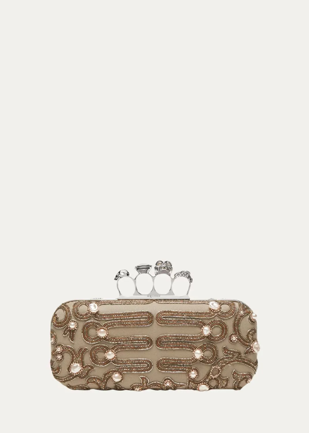 Long Embroidered Knuckle Clutch Bag by McQueen