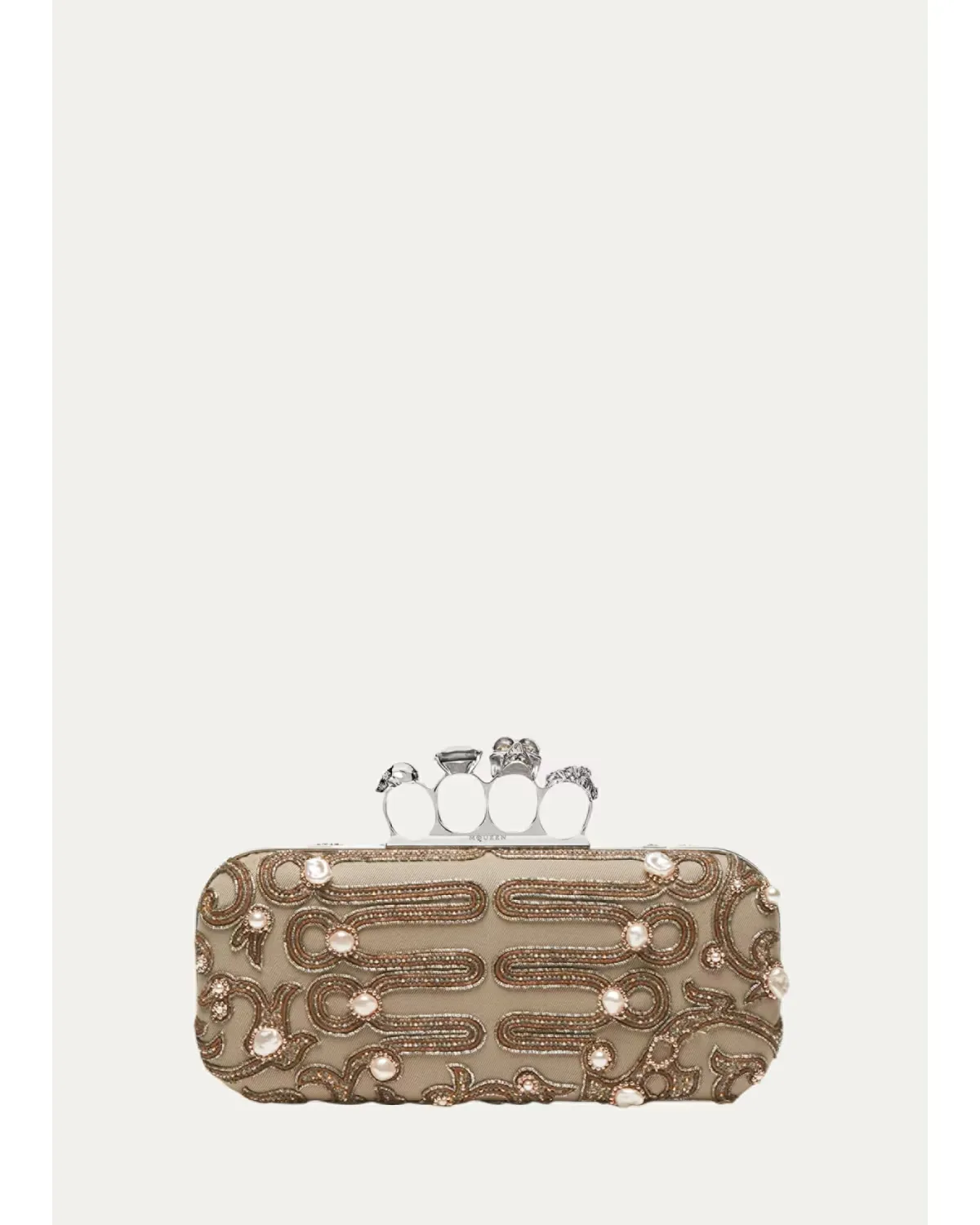 Long Embroidered Knuckle Clutch Bag by McQueen