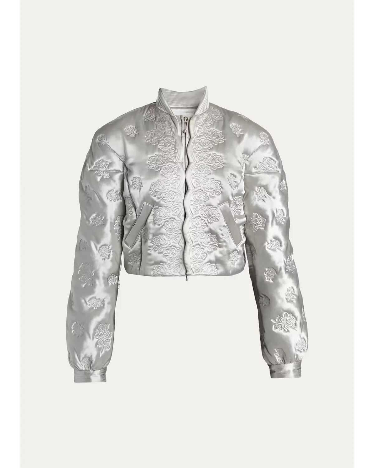 Rose Quilted Satin Crop Bomber Jacket by McQueen