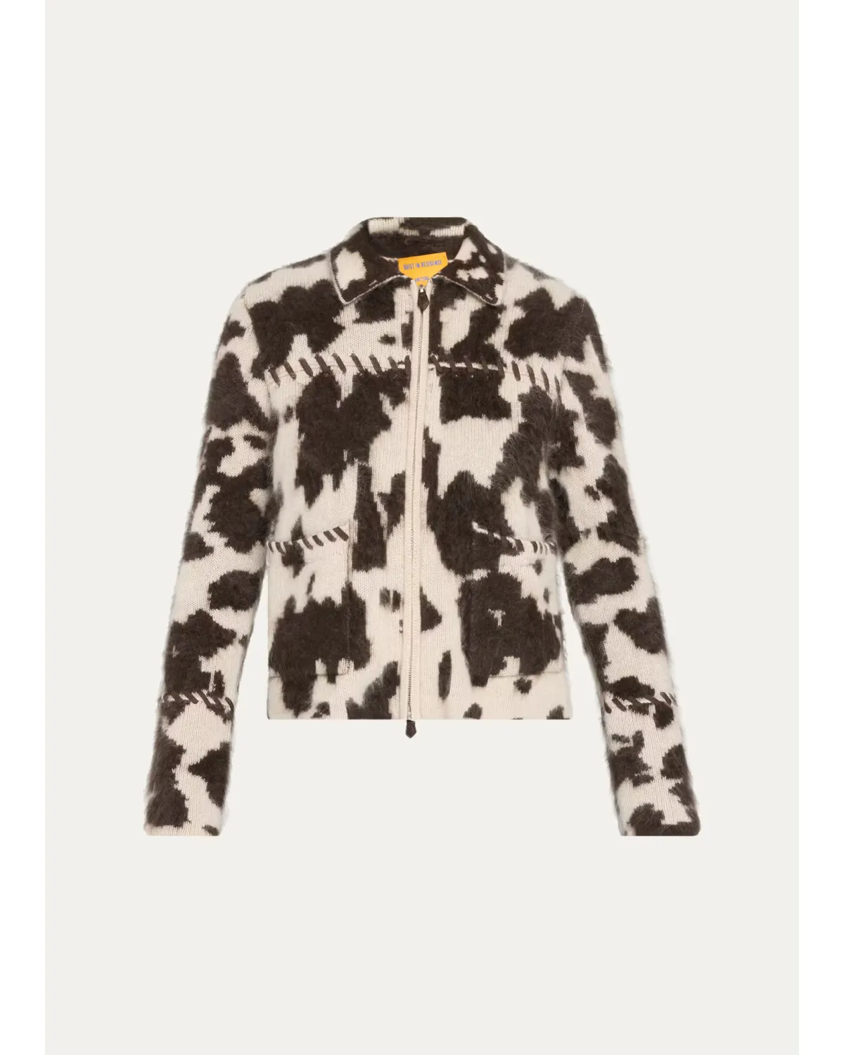 Grizzly Cowhide-Print Cashmere Jacket by Guest in Residence