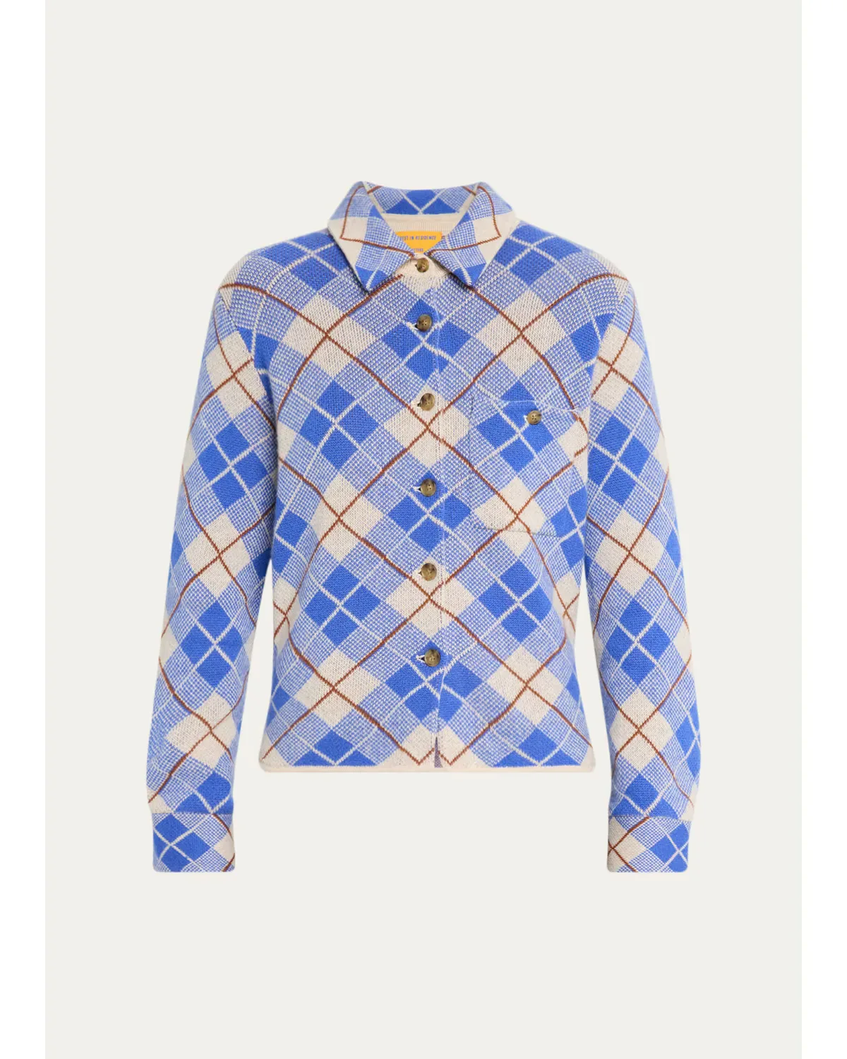 Dylan Plaid Cashmere-Knit Shirt by Guest in Residence