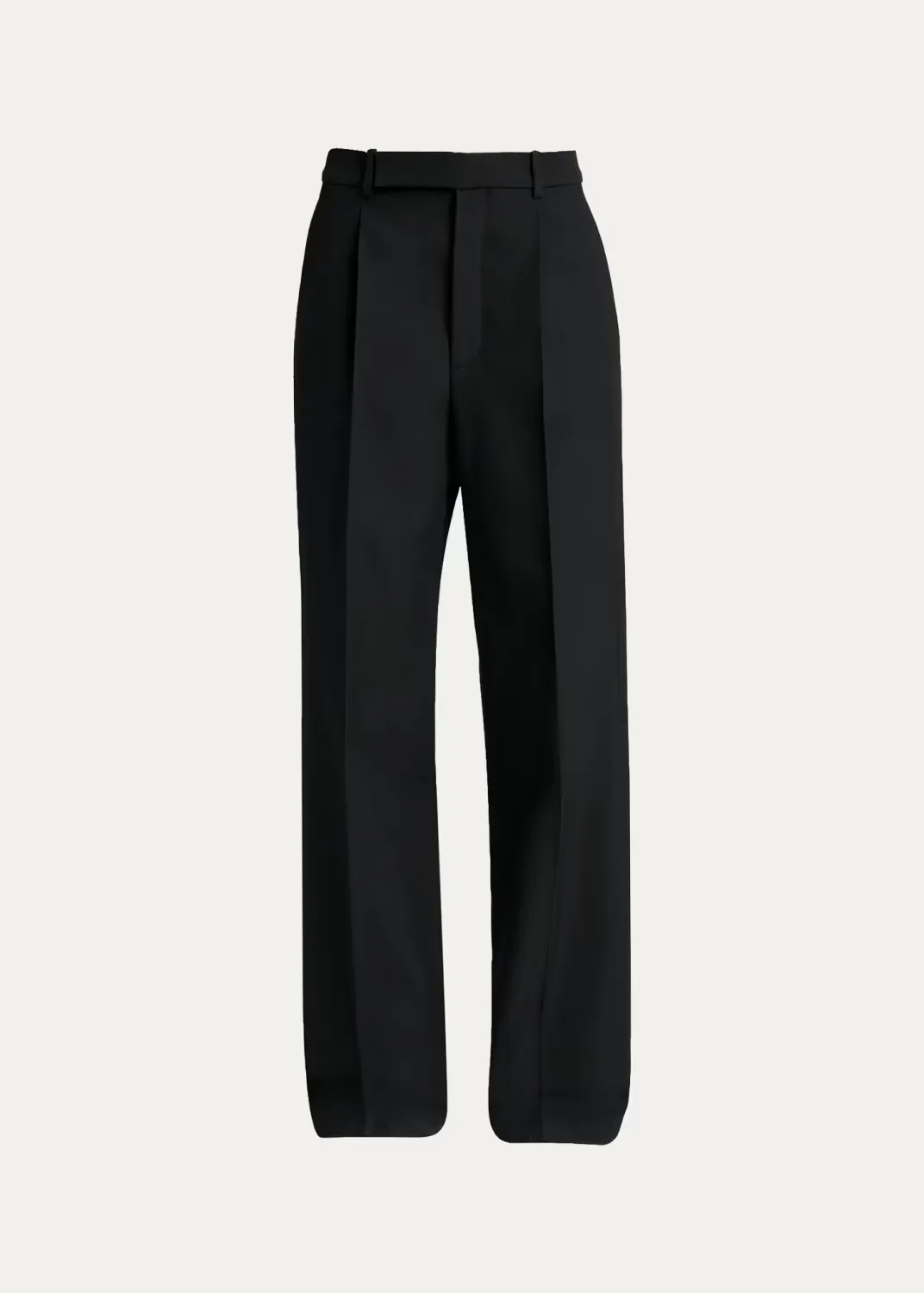Wool Grain De Poudre Straight-Leg Trousers