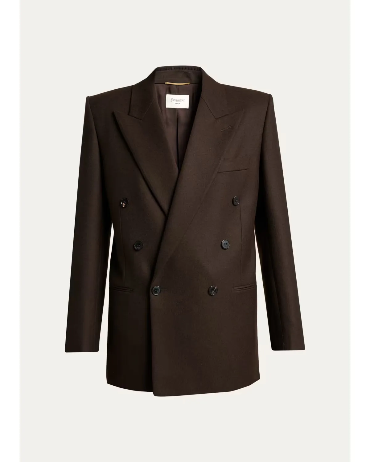 Brushed Wool-Blend Double-Breasted Blazer Jacket by Saint Laurent