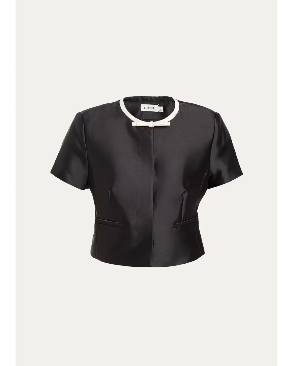 Naelle Short-Sleeve Satin Top by SIMKHAI