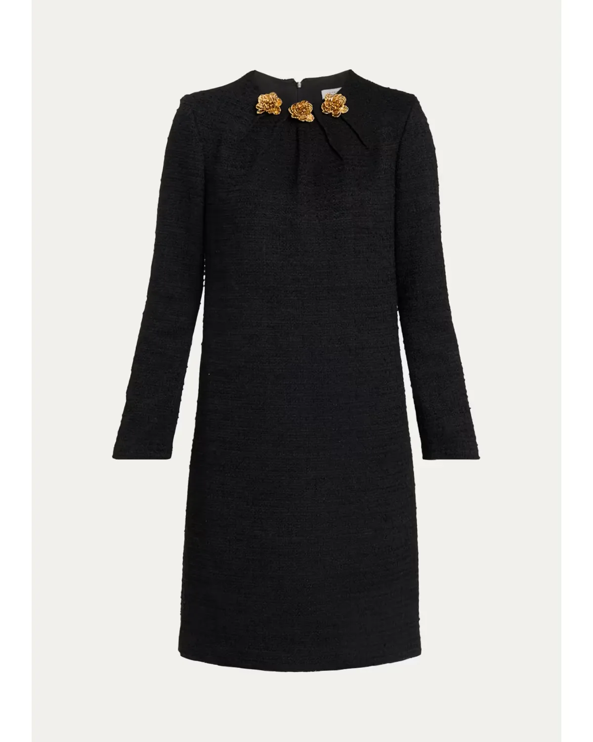 Floral Applique Tweed Shift Dress