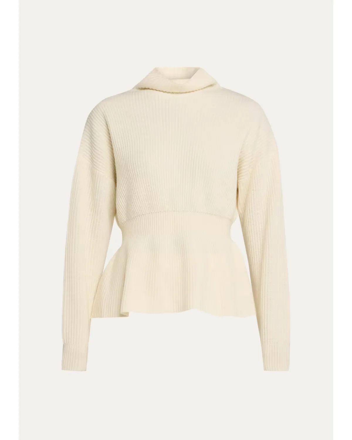Mock-Neck Cinched-Waist Peplum Sweater by Theory