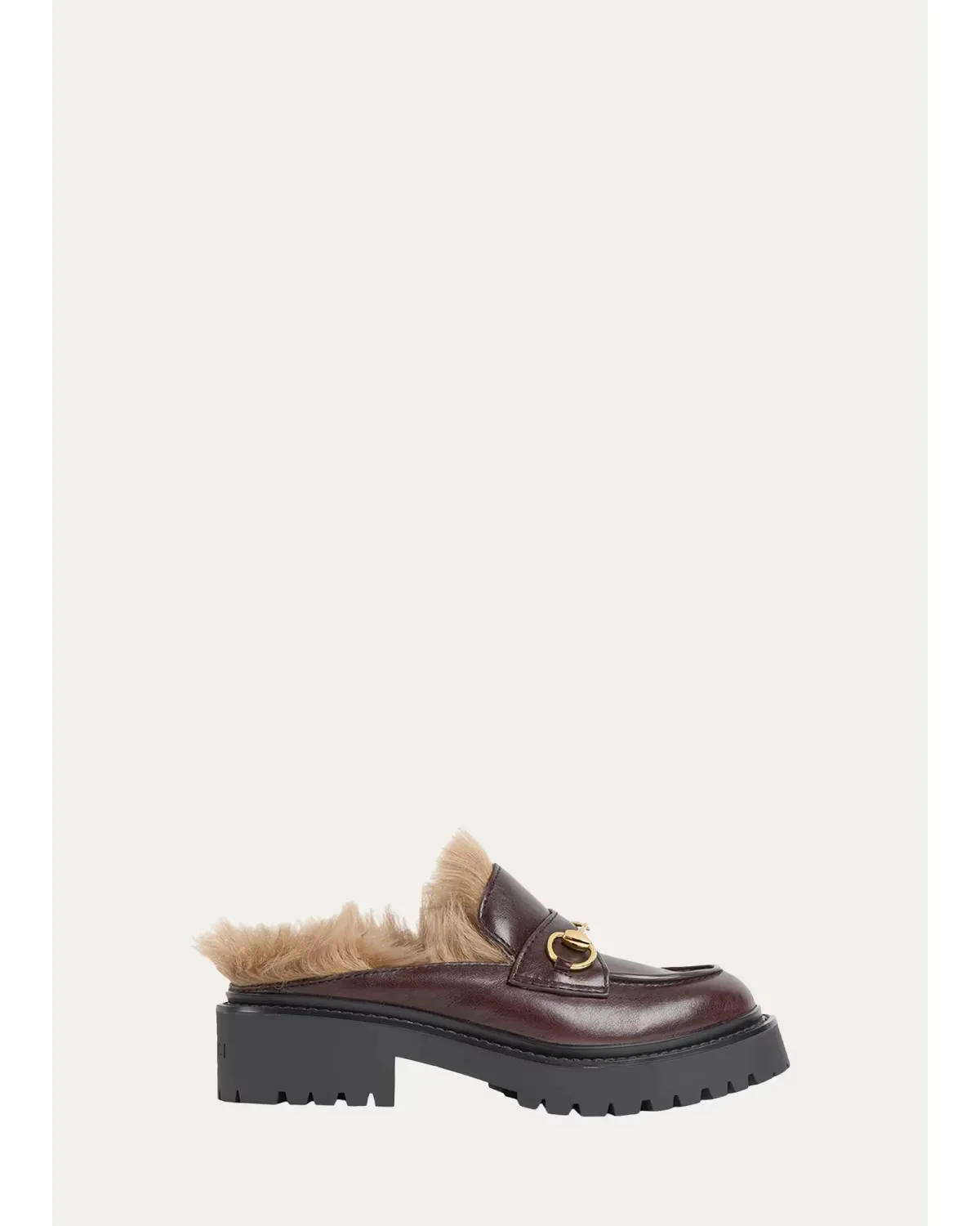 Rhodi Leather & Shearling Horsebit Mules by Gucci