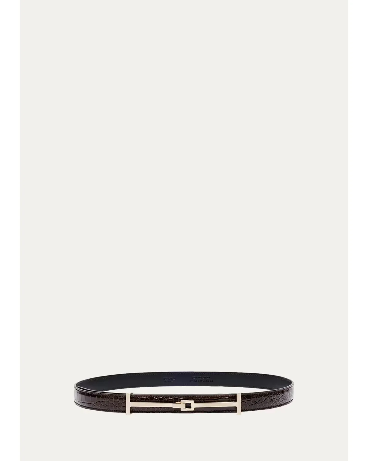 Double T Crocodile-Embossed Leather Belt by Tom Ford
