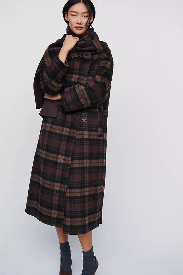 Wool Blend Funnel Neck Coat Jacket by Anthropologie