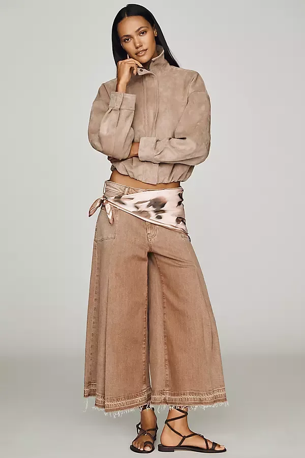 Red Rock Pleated High Rise Wide Leg Cropped Jeans by Pilcro