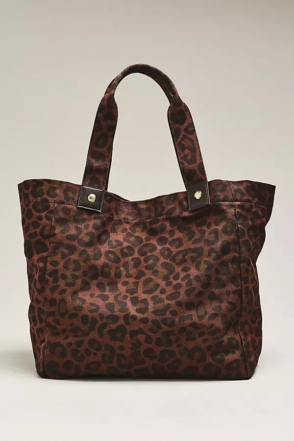 100% Cotton Large Leopard Tote Bag by Anthropologie