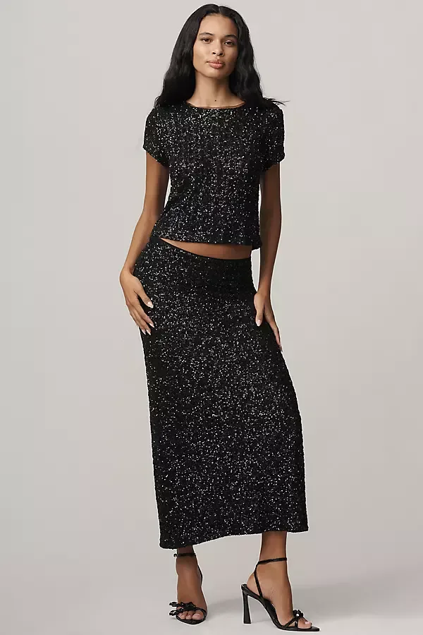 Tilda Sequin Slip Maxi Skirt