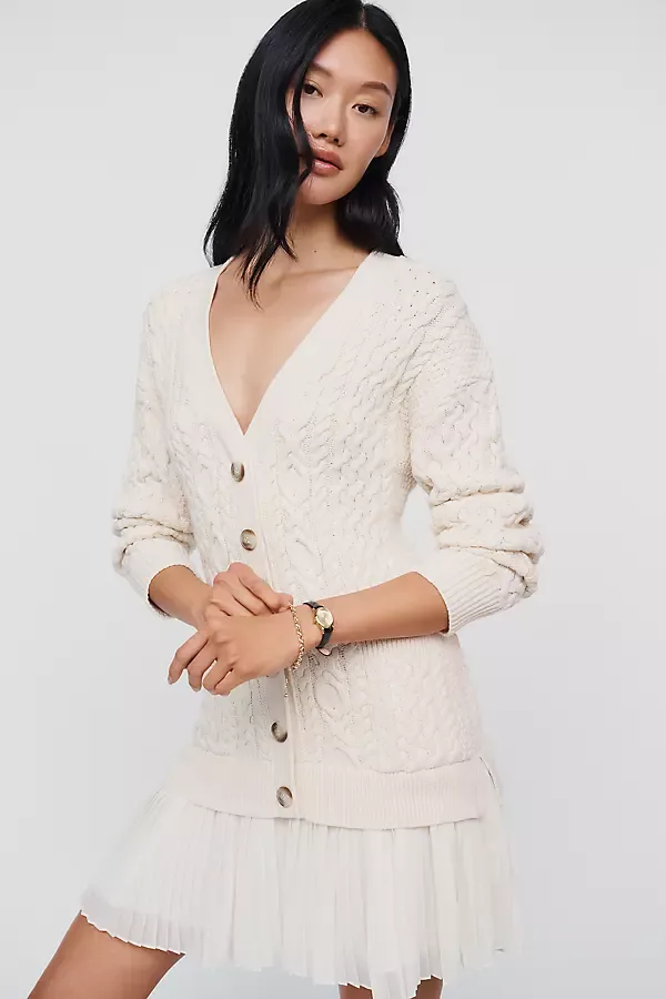 Delphine Twofer Cardigan Mini Dress by Anthropologie