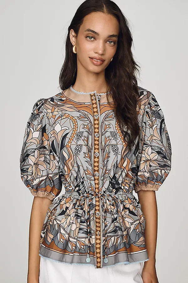 Stained Glass Puff-Sleeve Top by FARM Rio