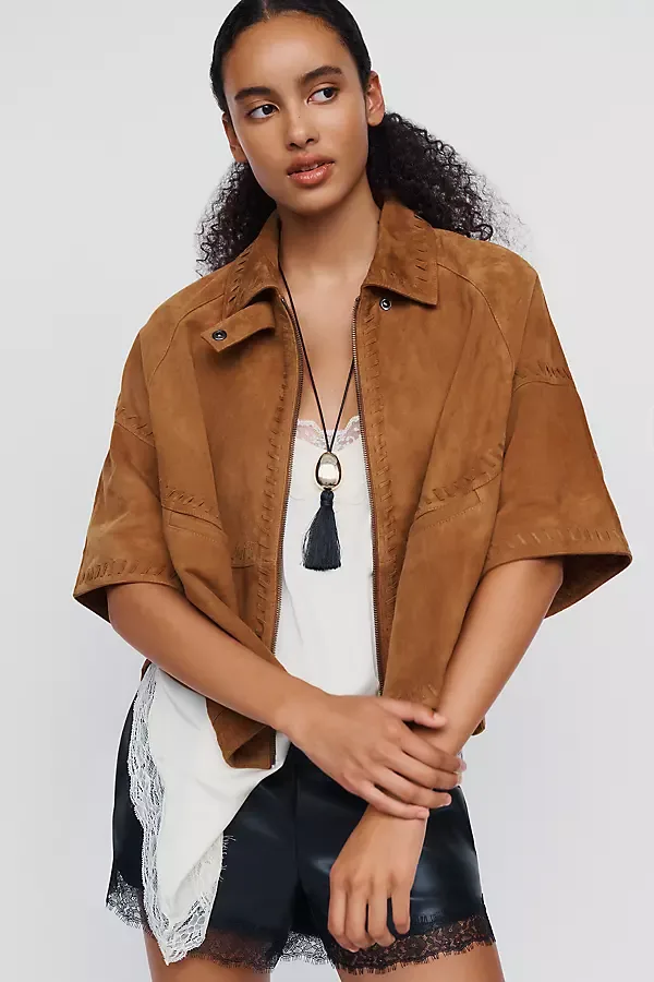 Suede Cape Jacket by Anthropologie