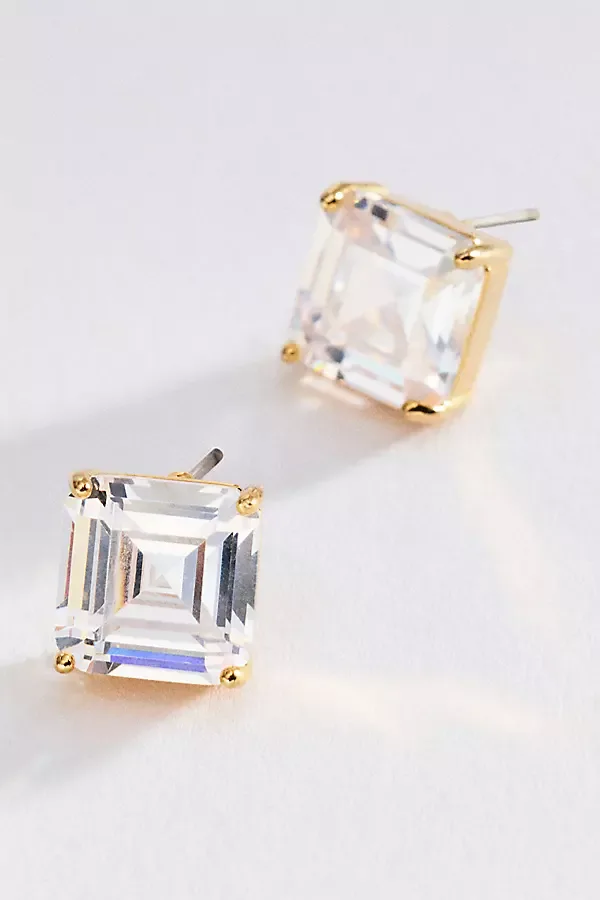 Princess Cut Crystal Post Earrings by Anthropologie