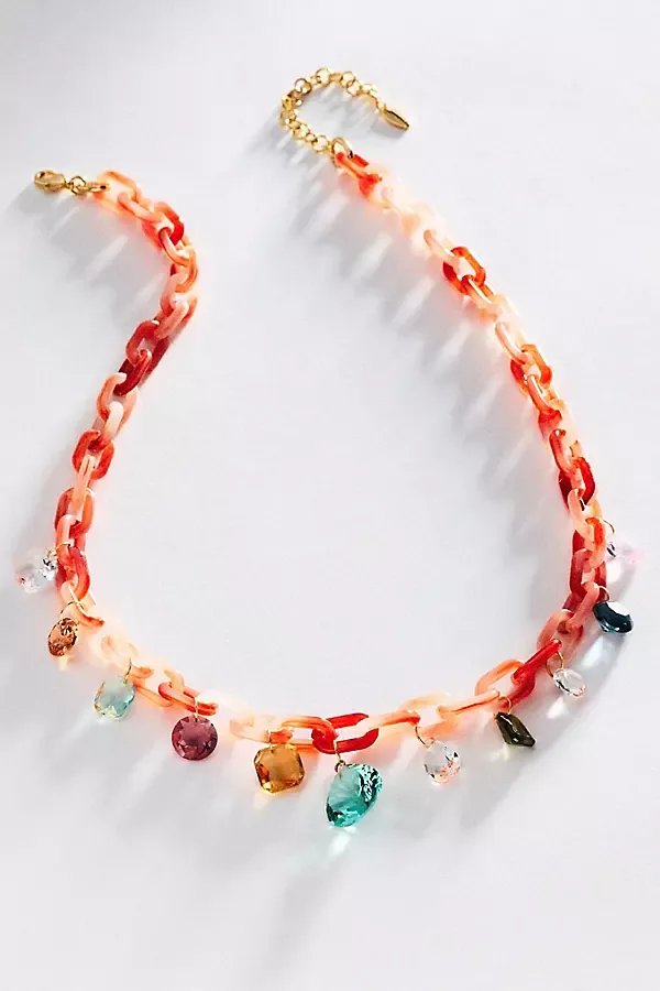 Crystal Resin Chain Link Necklace