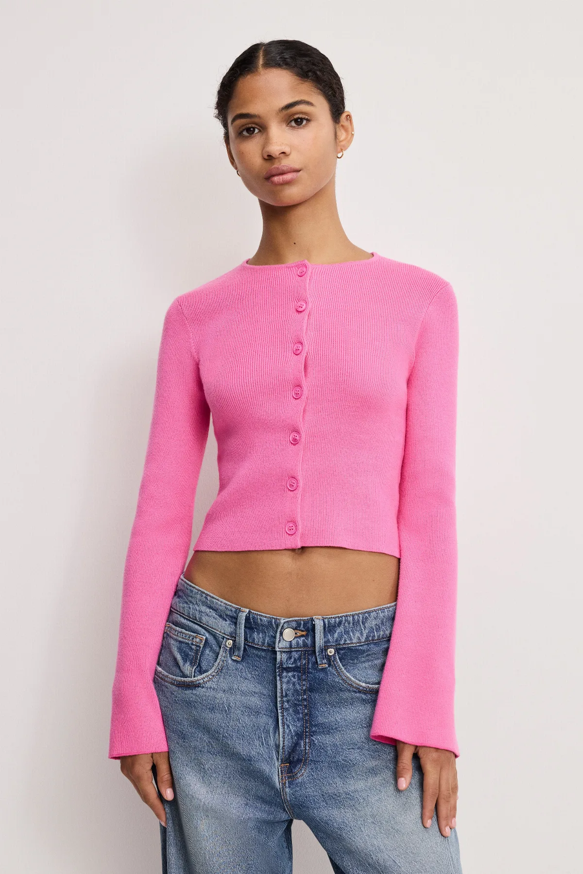 Bell Sleeve Knit Cardigan - by Khloé Kardashian by GOOD AMERICAN
