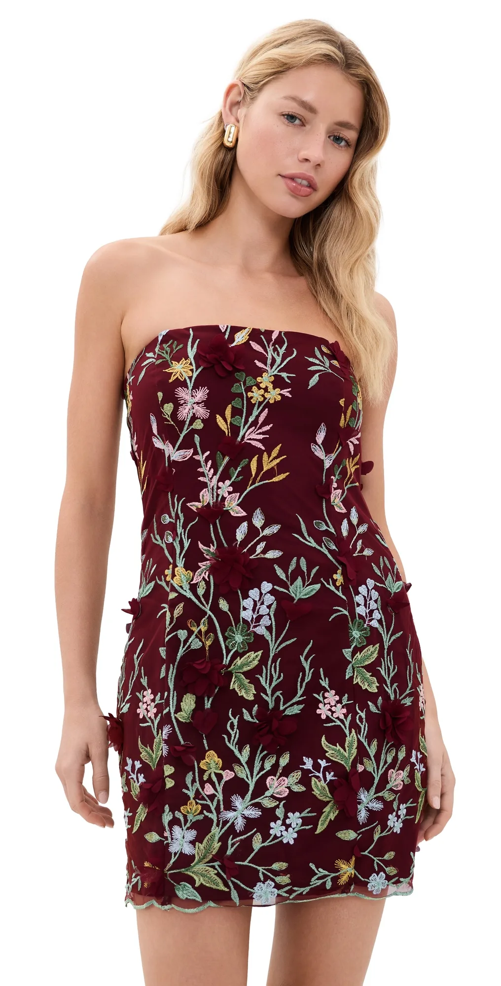 Strapless 3D Floral Embroidered Mini Dress by Endless Rose