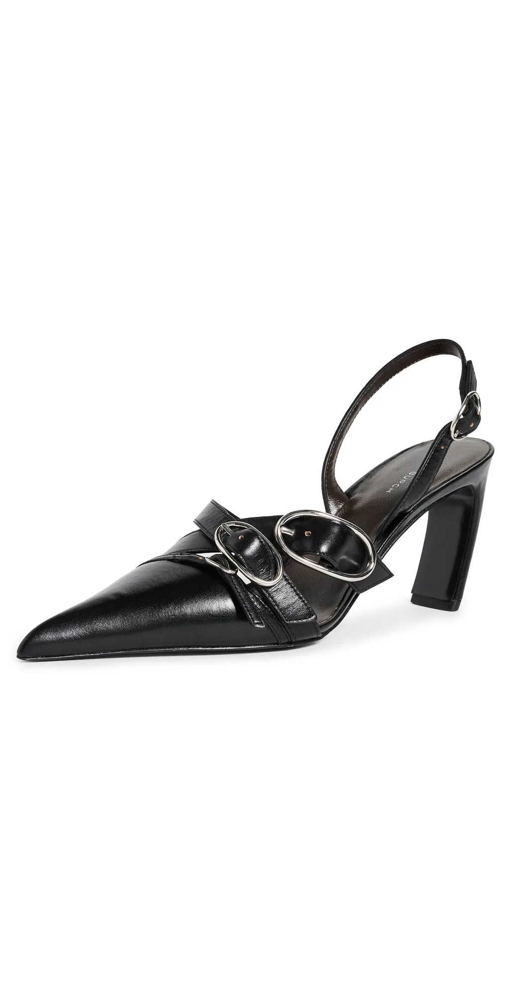 Multi Buckle Slingback Leather Heels 75mm