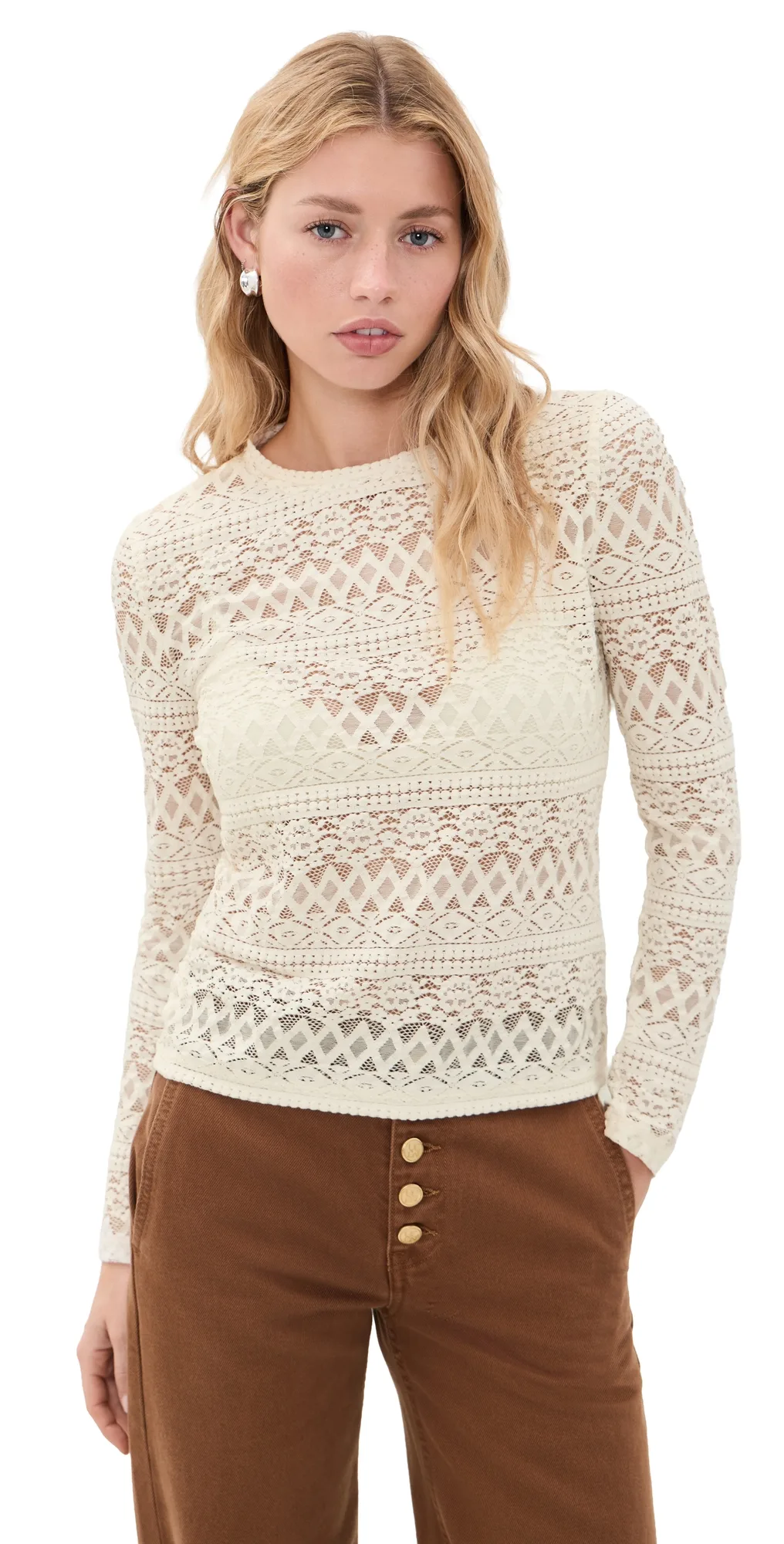Jacquard Lace Long Sleeve Top by Madewell