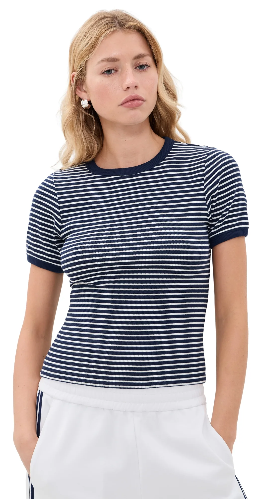 The Essential Rib Stripe Crew Tee by rag & bone