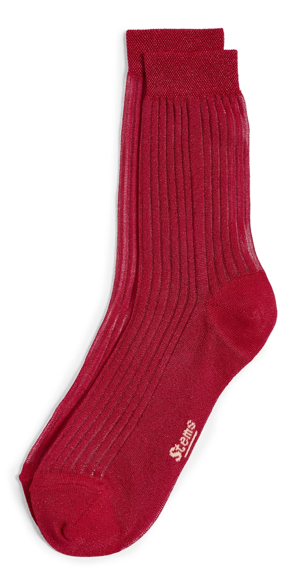 Fine Ribbed Metallic Crew Socks by Stems