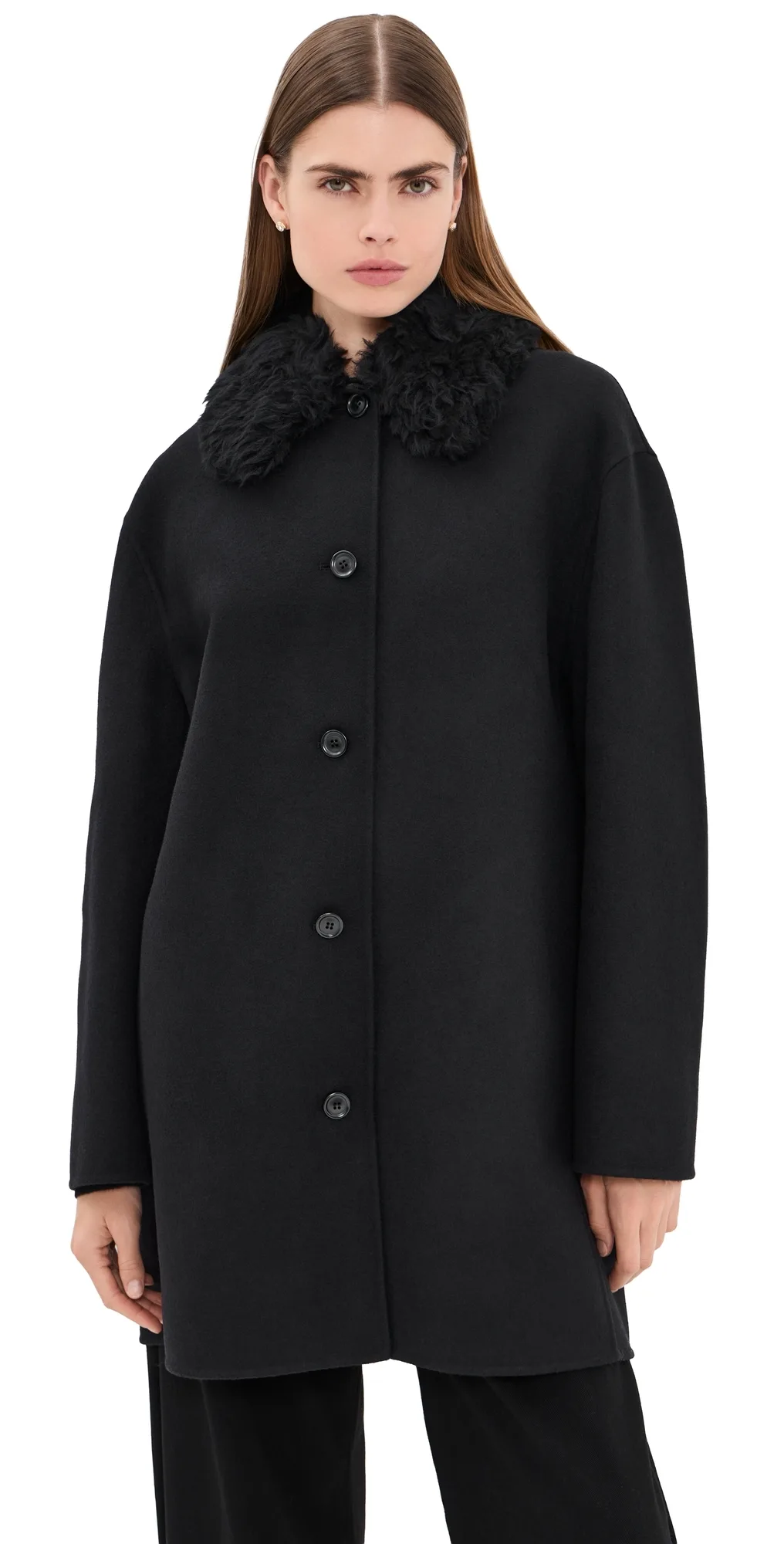 Fur Collar Balmacaan Coat by Another Tomorrow