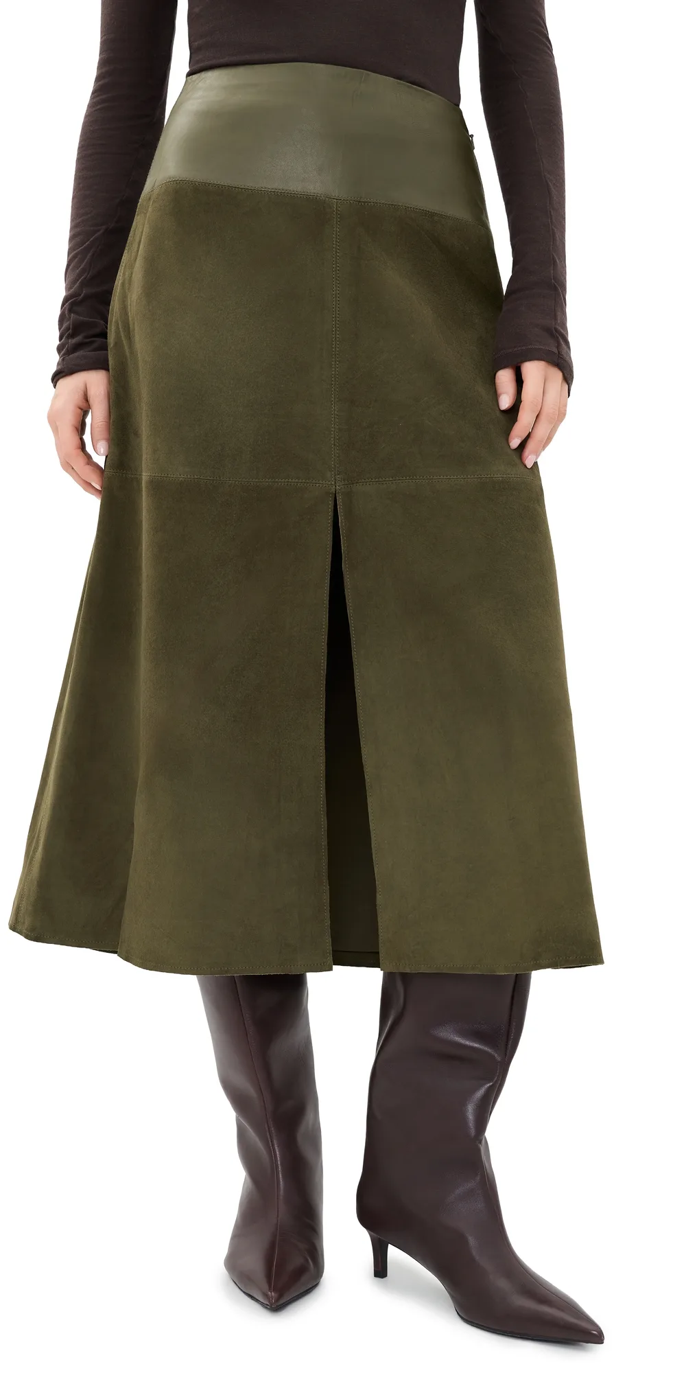 Suede Combo Hudson Skirt by Tanya Taylor