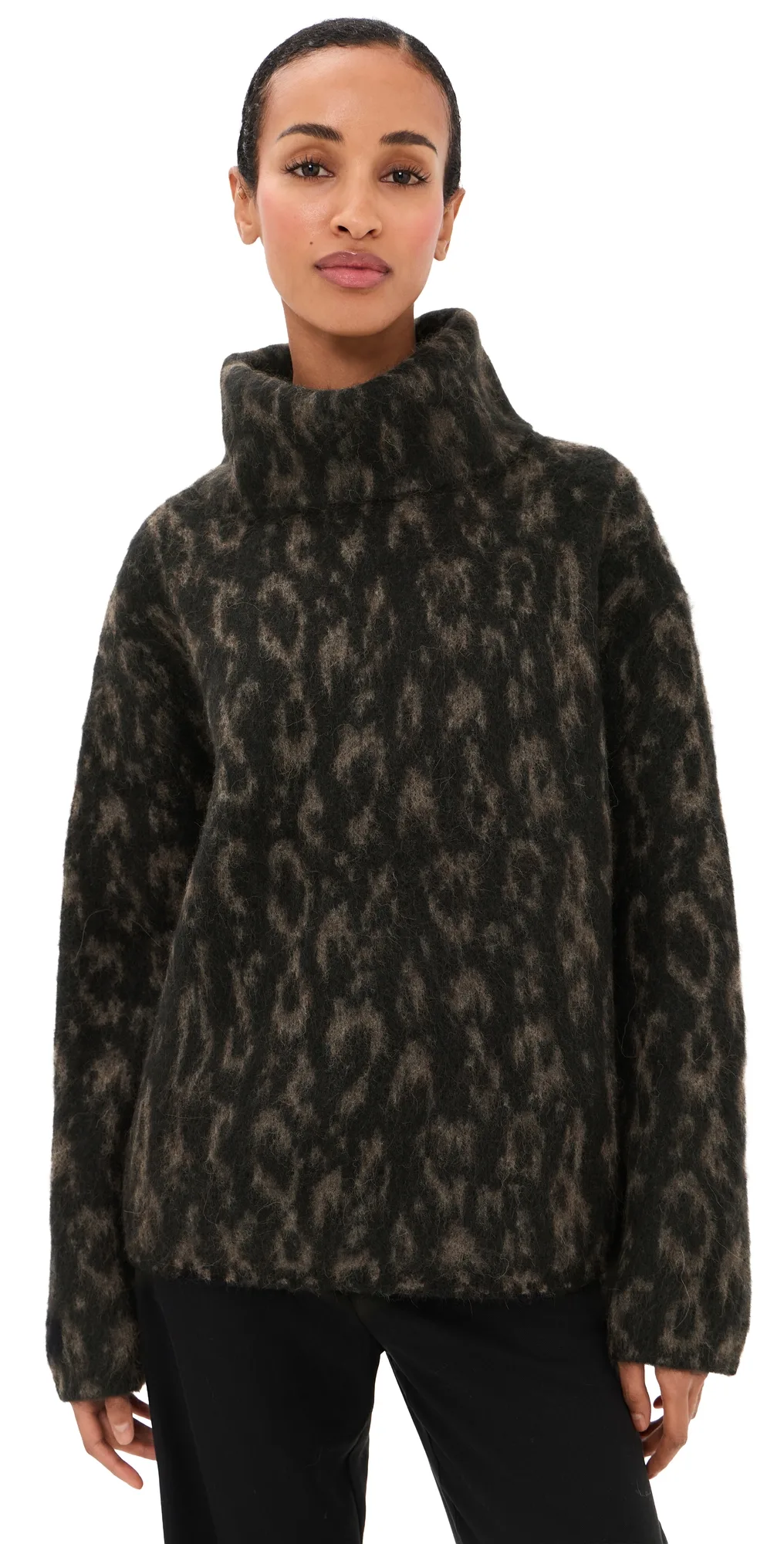 Oversized Turtleneck Jacquard Sweater by Vince