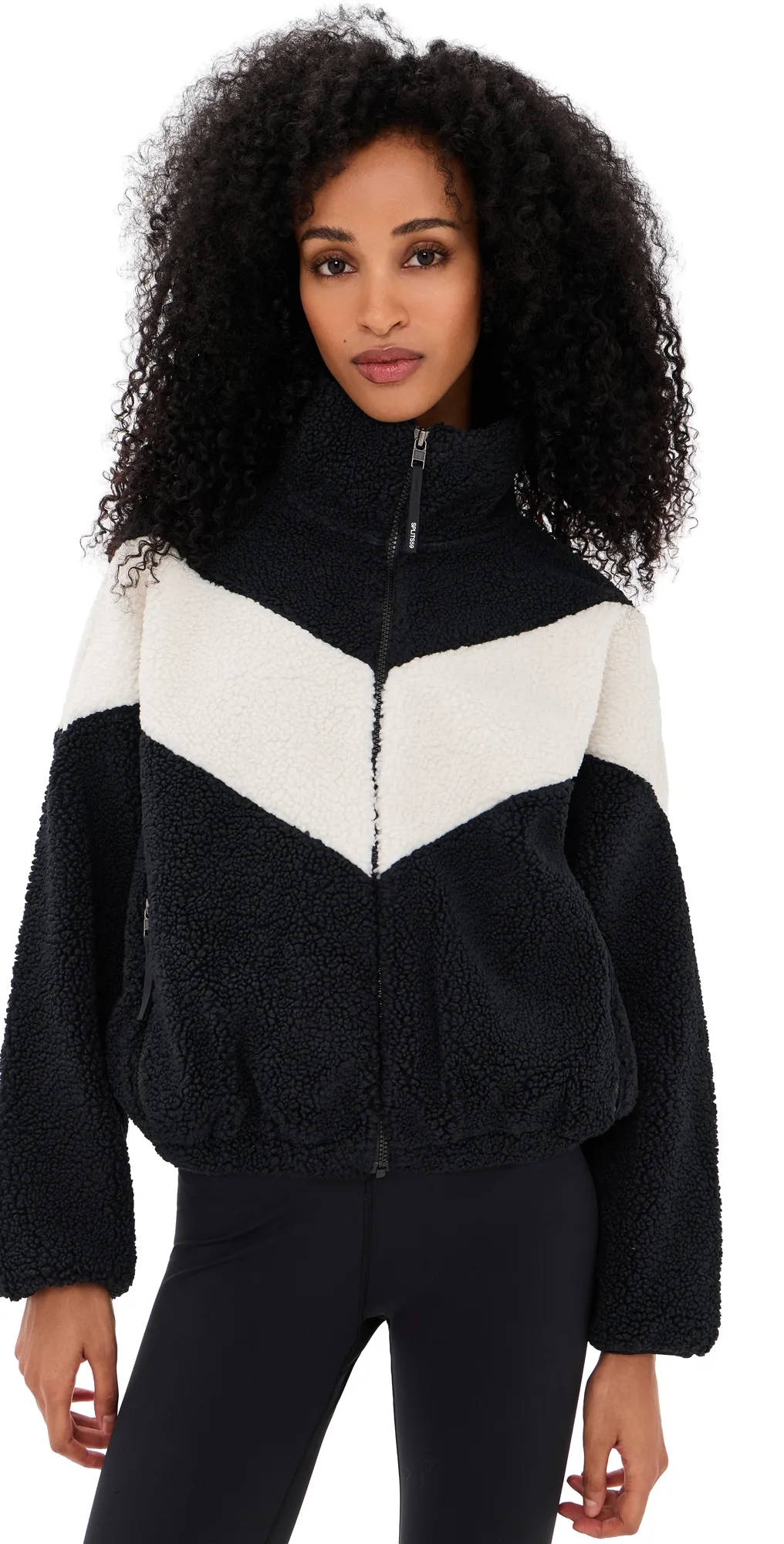 Lottie Chevron Sherpa Full Zip Jacket by Splits59