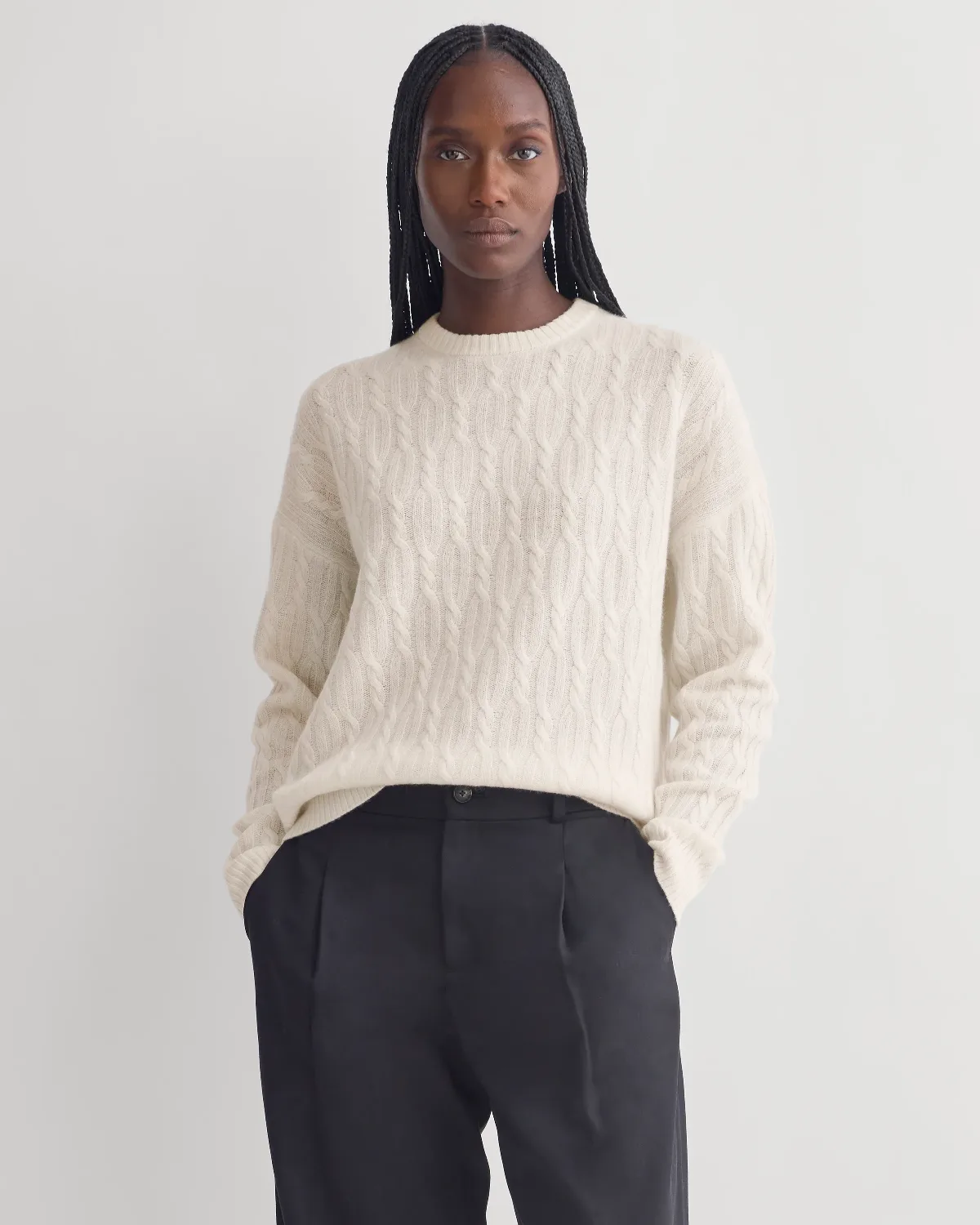 Relaxed Cable-Knit Crew Neck Sweater, Luxe Merino by Everlane