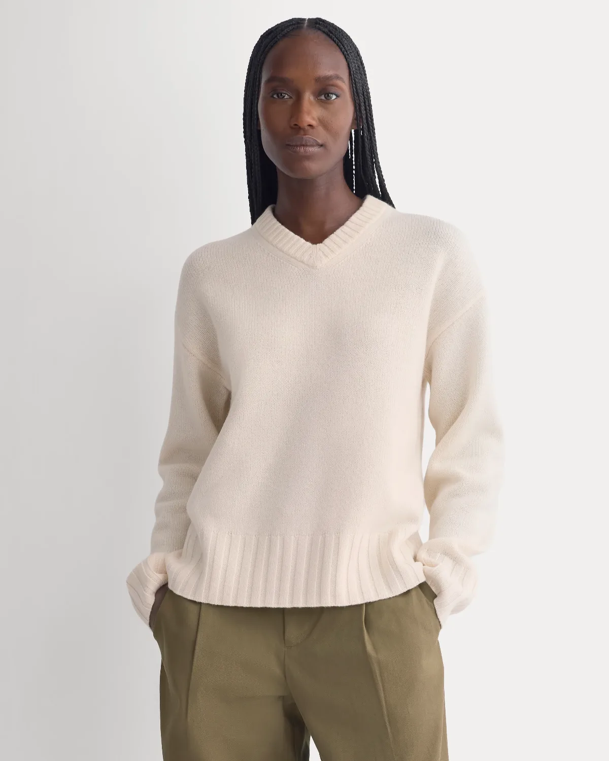 V-Neck Sweater, Extrafine Luxe Merino, Wool