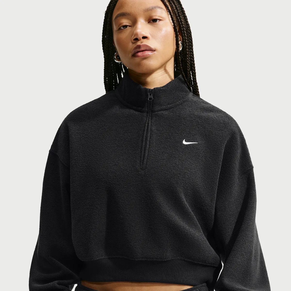 Studio Fleece Weight Plush Oversized 1/4-Zip Cropped Top by Nike