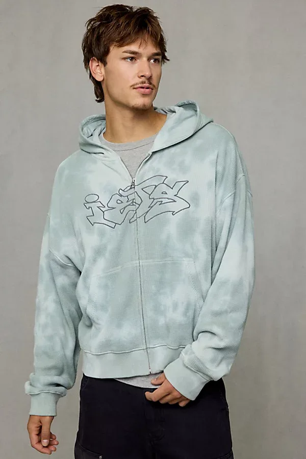 Iets Frans Tie-Dye Waffle Logo Zip Hoodie Sweatshirt by iets frans...