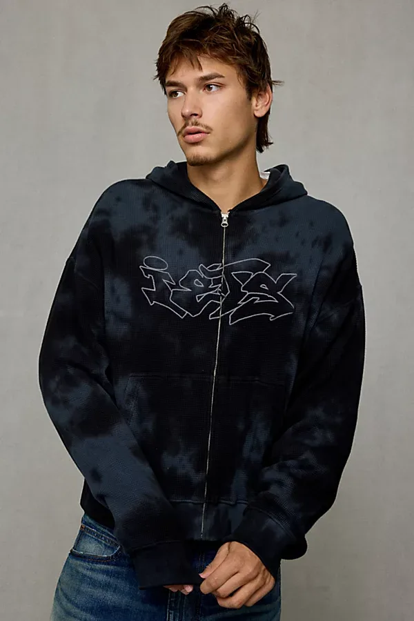 Iets Frans Tie-Dye Waffle Logo Zip Hoodie Sweatshirt
