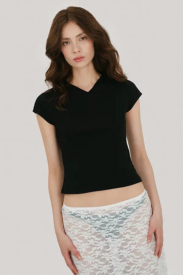 Cleo V-Neck Baby Tee by Mpaz Studio
