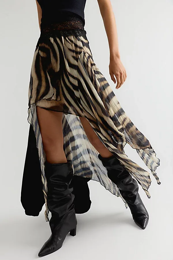 Printed Assymetrical Midi Skirt by ESTHE