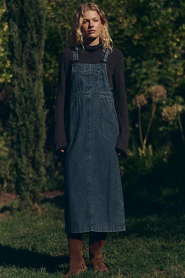 Hanson Solid Apron Midi Dress by Free People