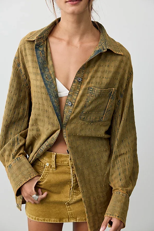 We the Free Sabine Indigo Dobby Button Down by Free People