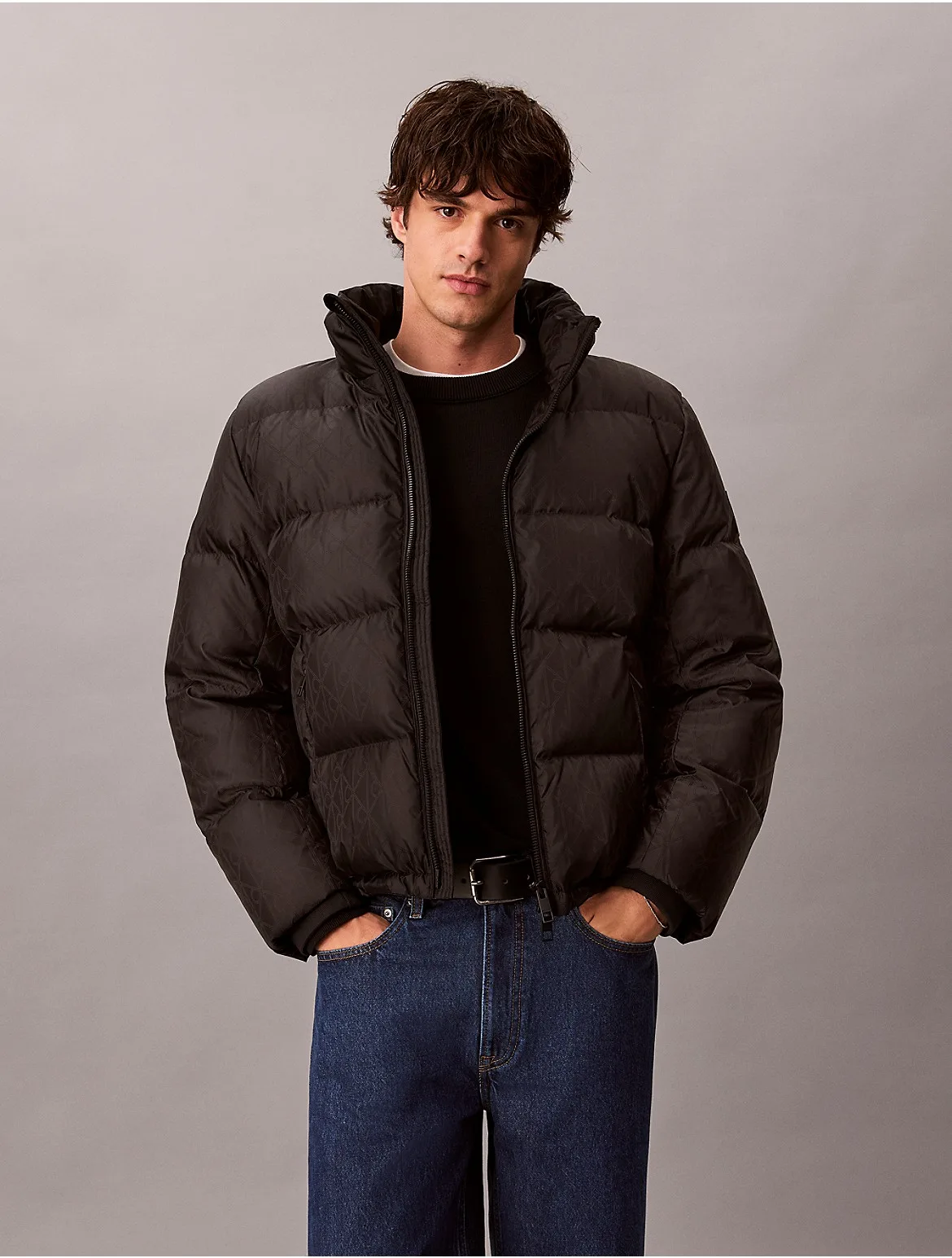 Nylon Emblem Logo Down Puffer Jacket by Calvin Klein