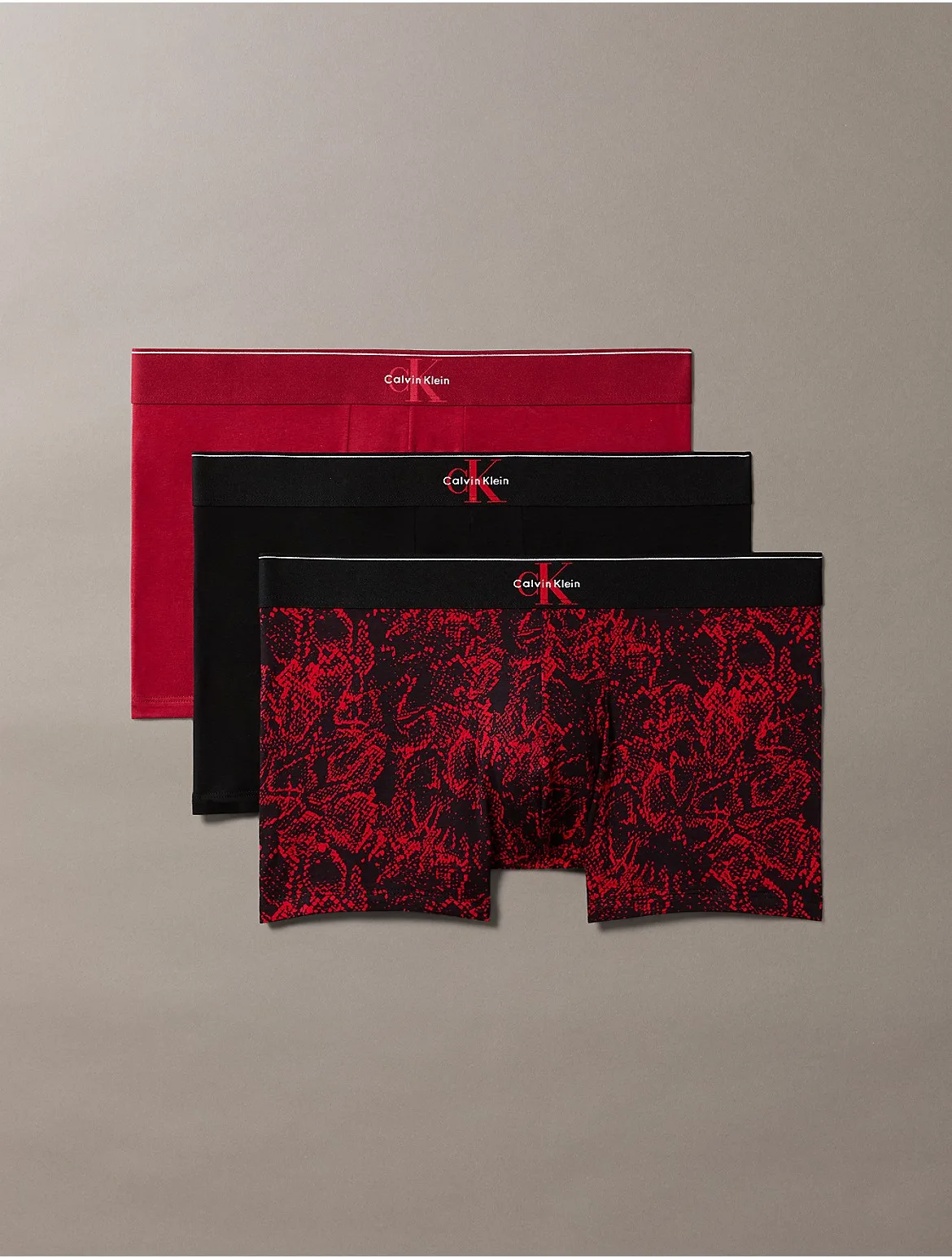 Graphic Monogram Cotton Stretch 3-Pack Trunk by Calvin Klein