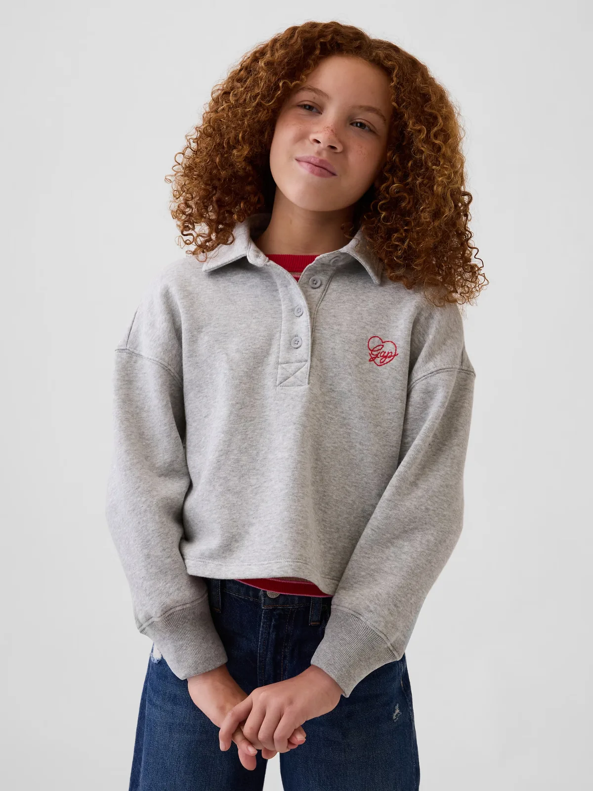 Oversized Boxy Polo Shirt Sweatshirt by Gap