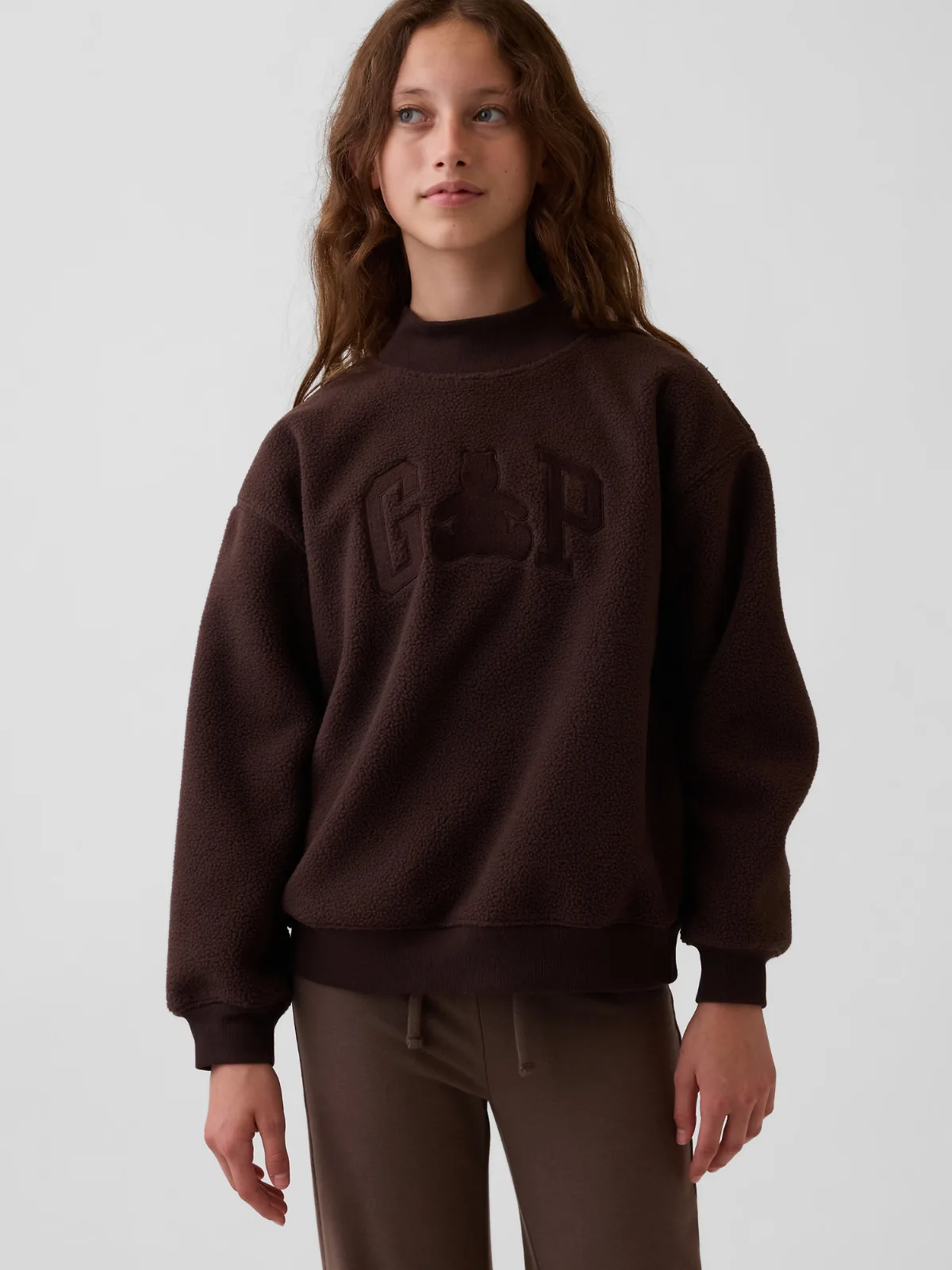 Sherpa Oversized Mockneck Logo Sweatshirt by Gap