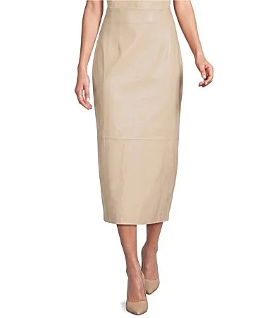 Amelia Genuine Leather High Rise Pencil Coordinating Maxi Skirt by Antonio Melani