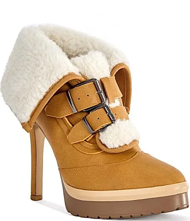 Gust Faux Shearling Fold Over Cuff Platform Ankle Booties by Azalea Wang
