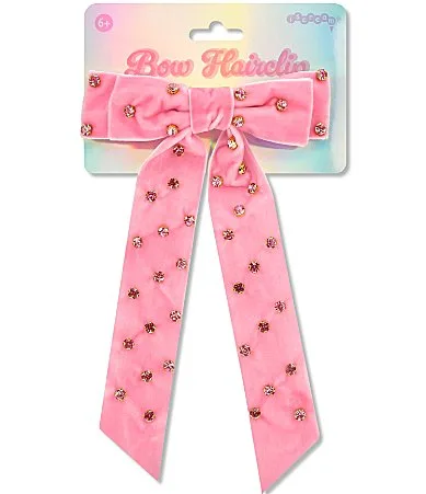 Rhinestone Embellished Velvet Bow Hair Clip by Iscream