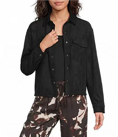 Seamed Pocket Faux Suede Shacket by Bella Dahl
